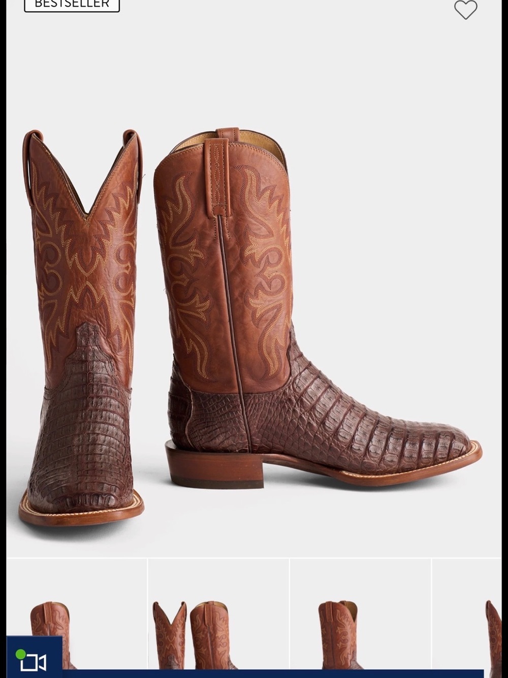 Lucchese Two-Tone Brown Leather Exotic Cowboy Boots